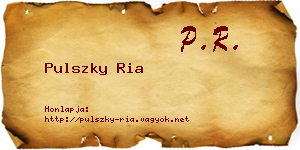 Pulszky Ria névjegykártya